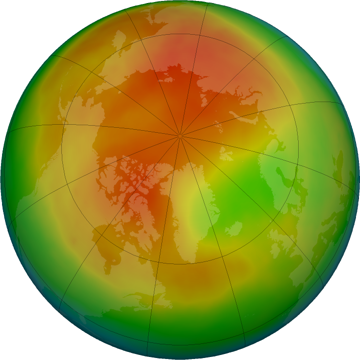 Arctic ozone map for April 2019